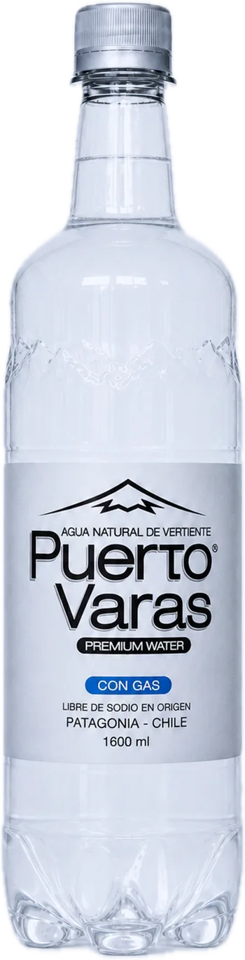 PET 1.6 L con gas Agua Puerto Varas